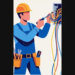 Electrician installing wiring in a control panel