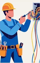 Electrician installing wiring in a control panel